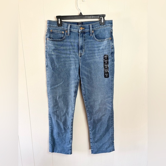 J Crew essential straight high rise dark wash raw hem jeans size 29 new - Picture 4 of 12